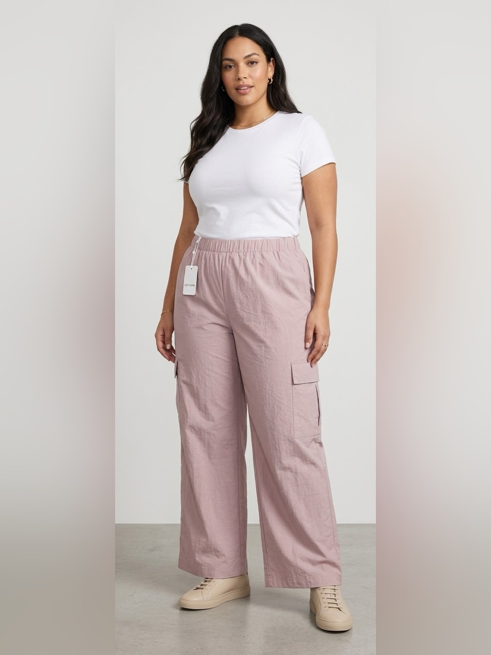 HEYSON Pink Wide-Leg Cargo Pants Large